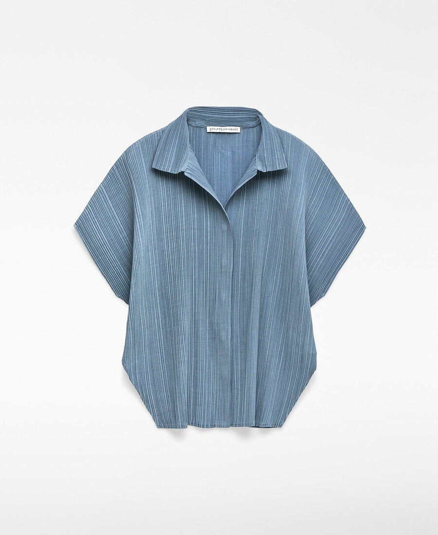 camicia a maniche corte stropicciata da donna