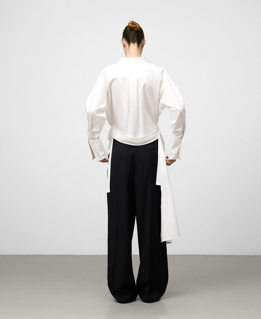 camicia avvolgente con godet laterale da donna