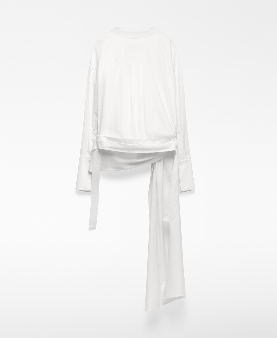 camicia avvolgente con godet laterale da donna