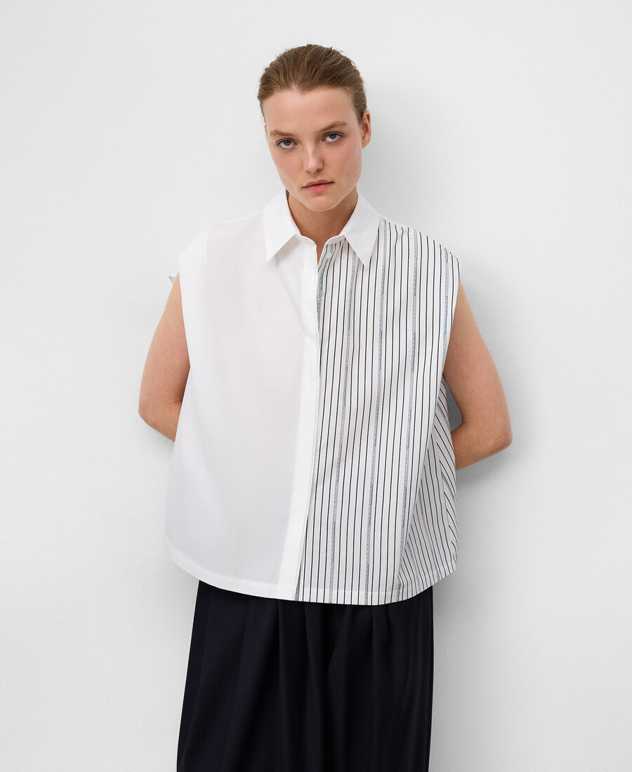 camicia asimmetrica in cotone biologico da donna