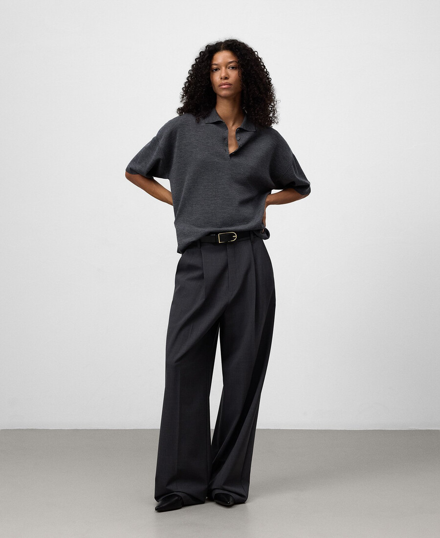 polo oversize in maglia da donna
