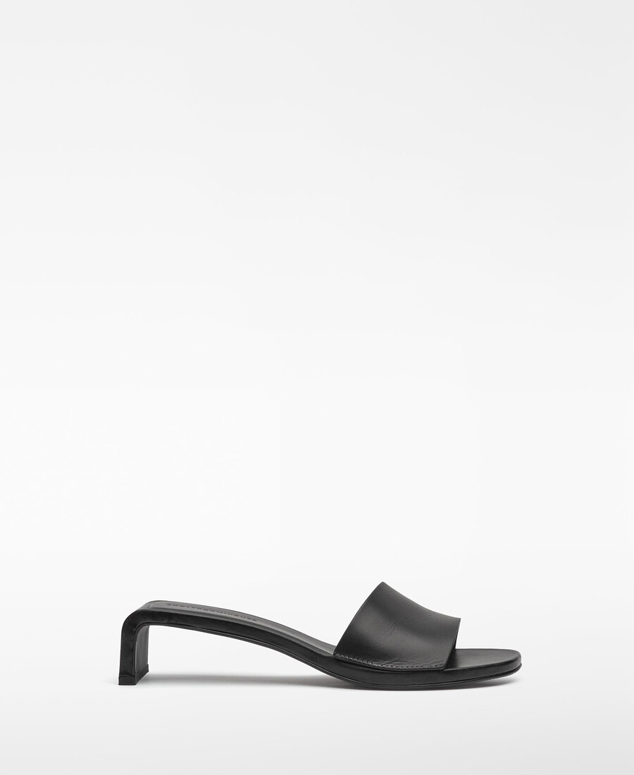 sandalo donna in pelle con tacco continuo