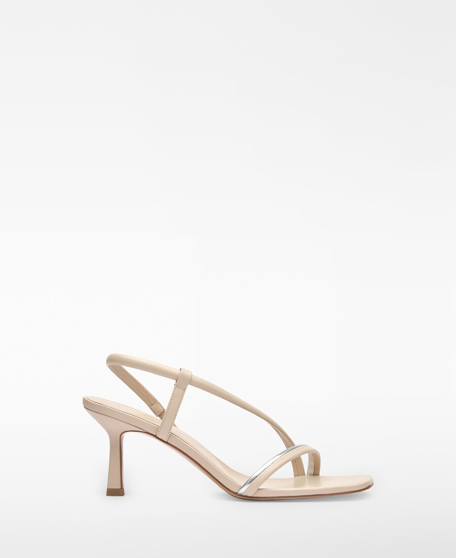 sandalo con tacco in pelle da donna