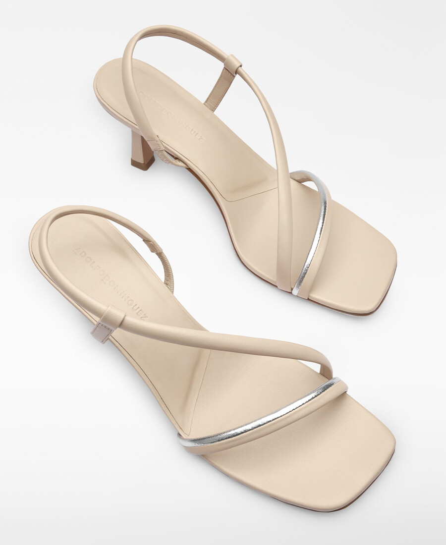 sandalo con tacco in pelle da donna