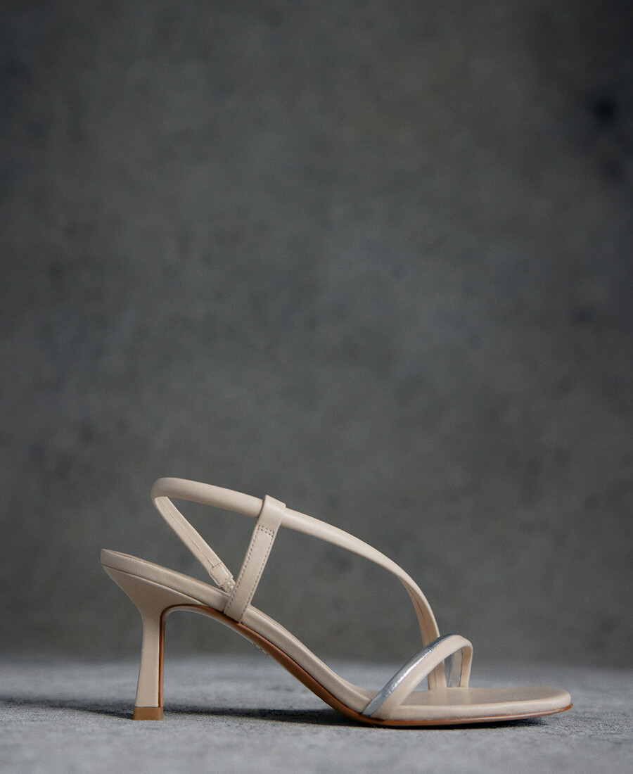 sandalo con tacco in pelle da donna