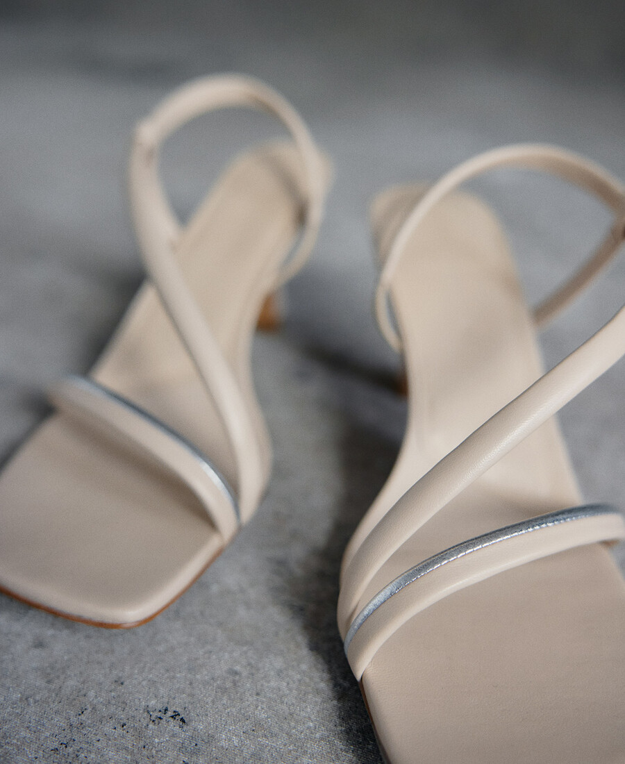 sandalo con tacco in pelle da donna