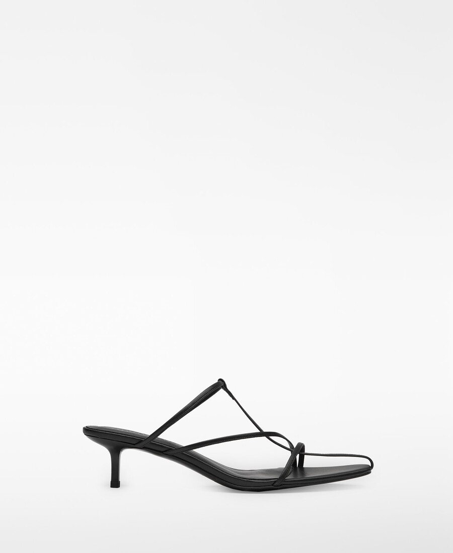 sandalo con tacco in pelle da donna