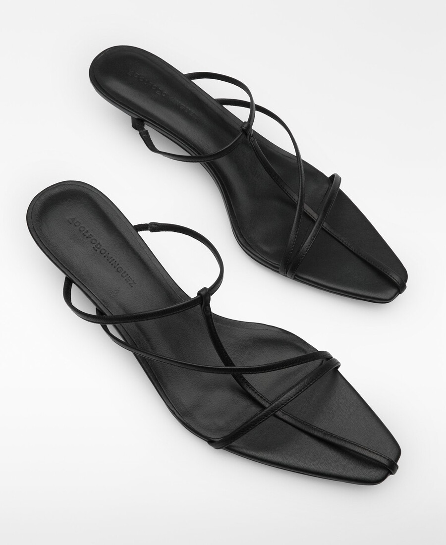 sandalo con tacco in pelle da donna