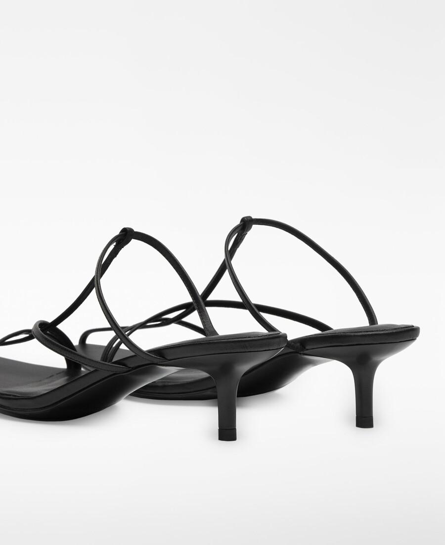 sandalo con tacco in pelle da donna