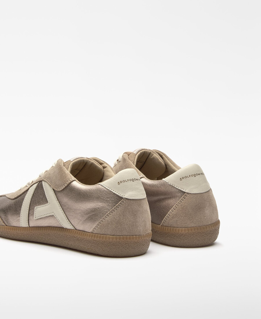 sneaker da donna in pelle metallizzata con logo