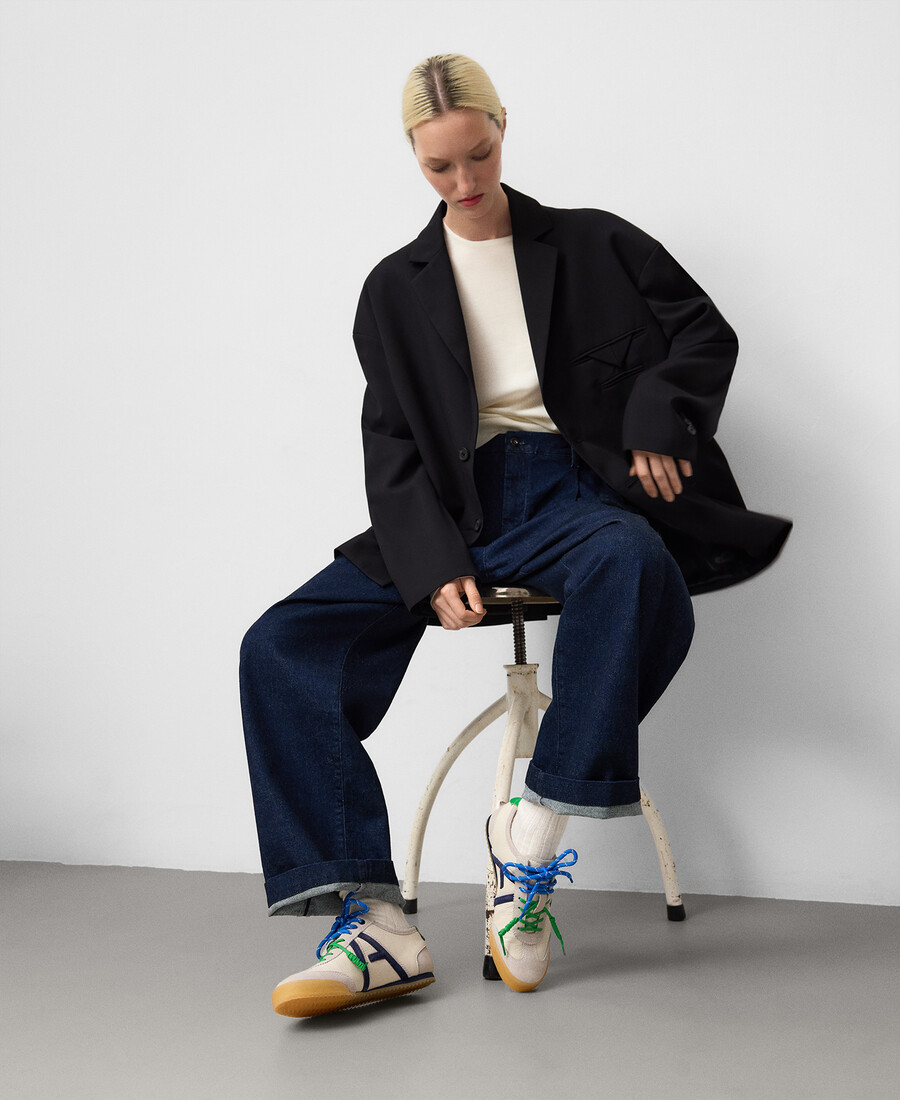sneaker donna in pelle con maxi logo