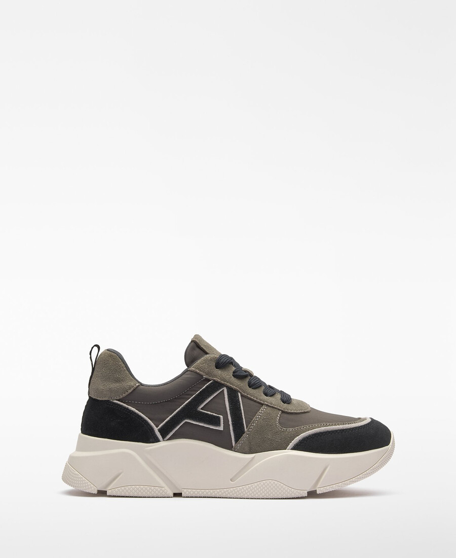 sneaker donna con plateau in suede e nylon