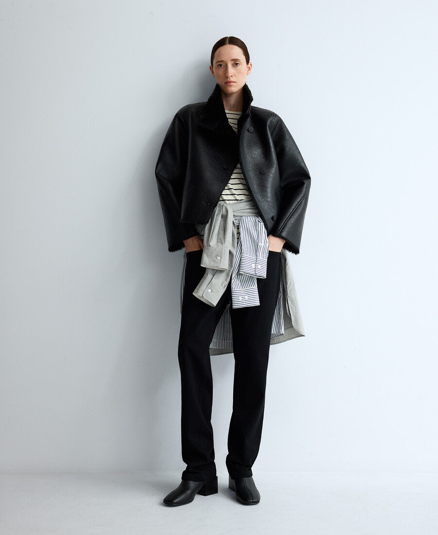 stivaletto in pelle con punta tonda da donna