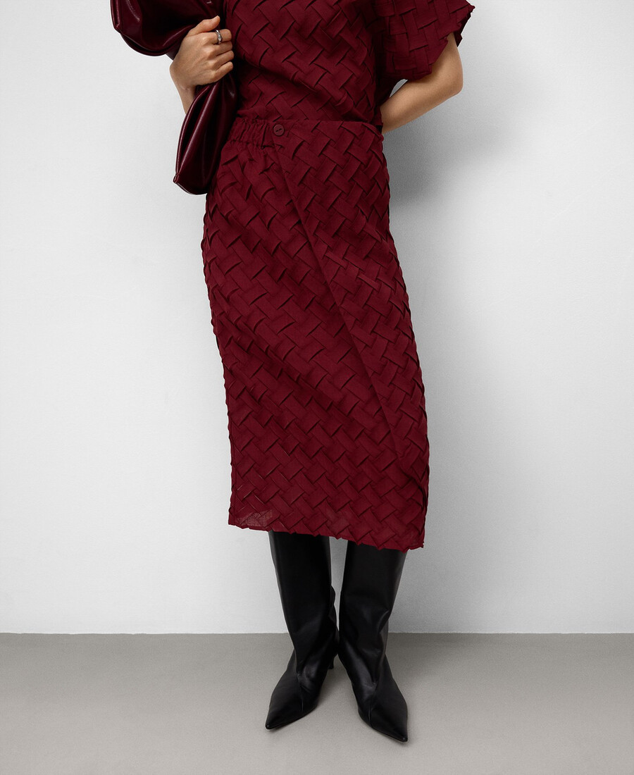 gonna avvolgente in tessuto intrecciato da donna