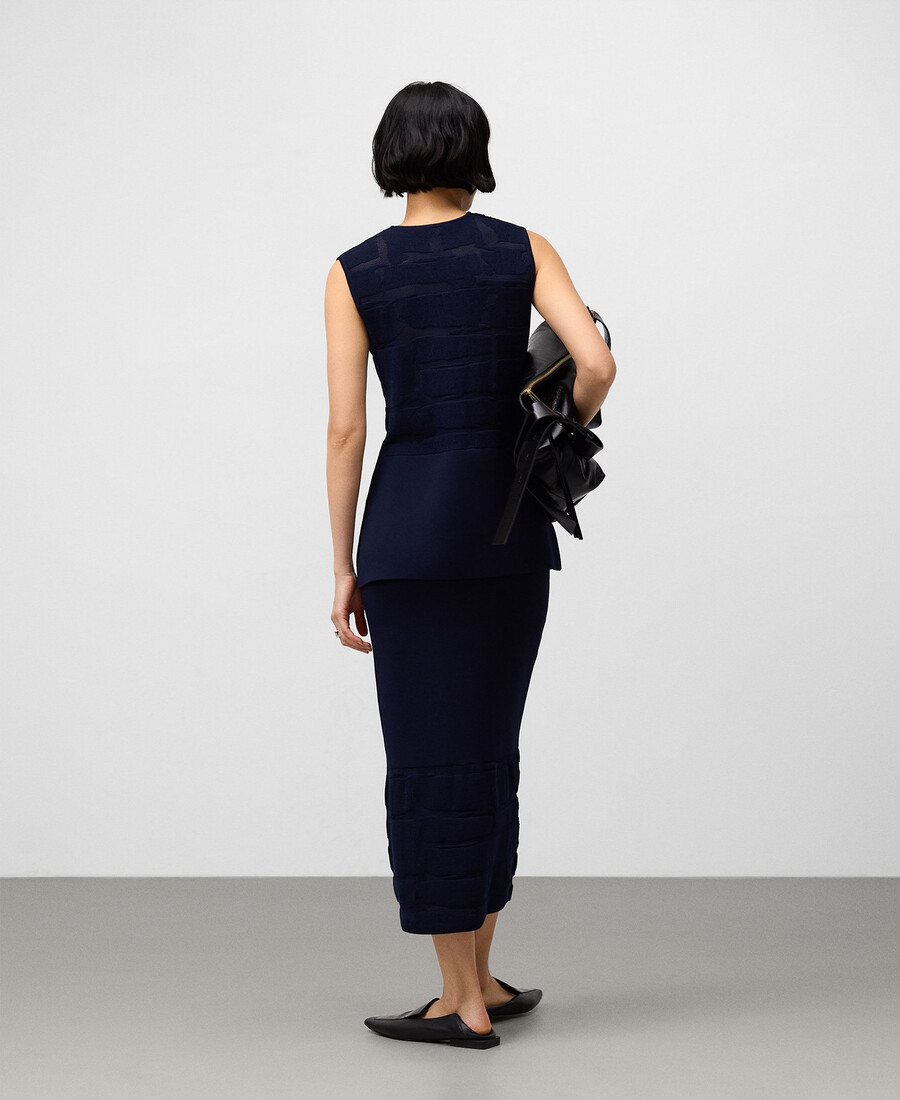 gonna dritta in maglia jacquard da donna