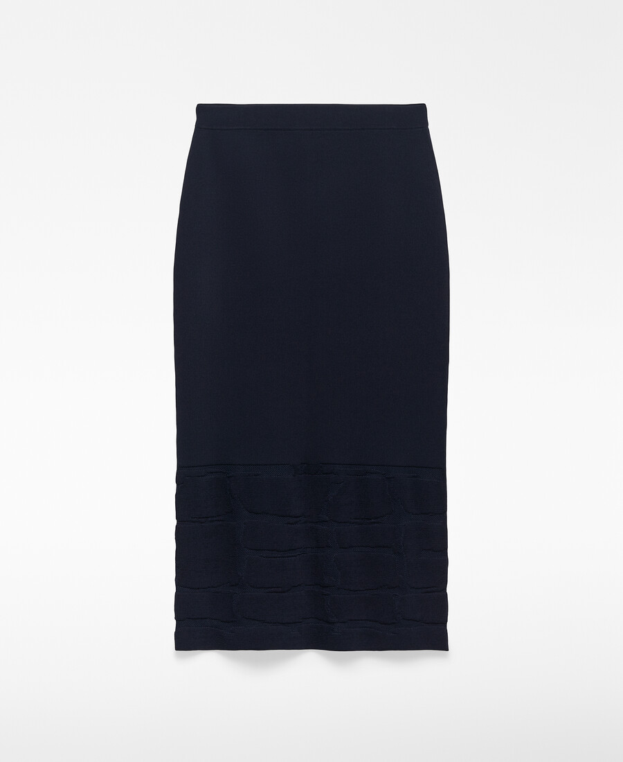 gonna dritta in maglia jacquard da donna