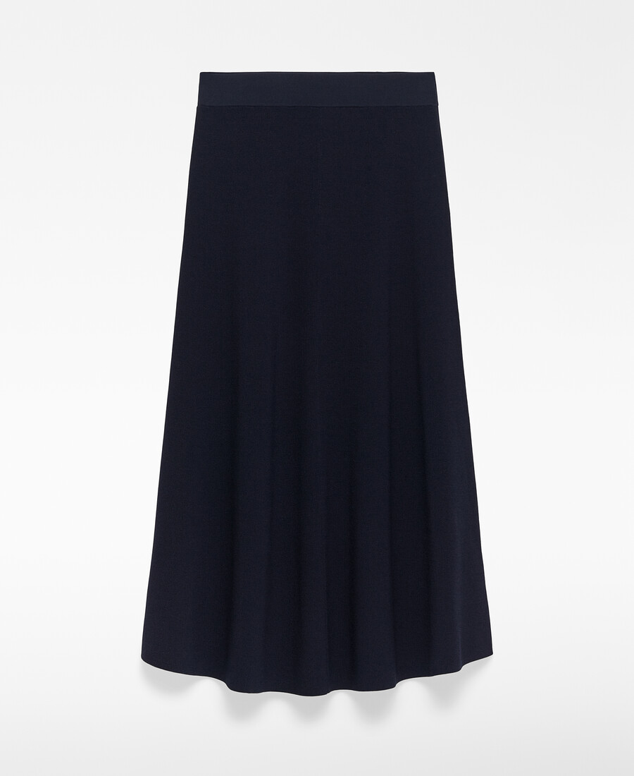 gonna a trapezio in maglia blu navy da donna