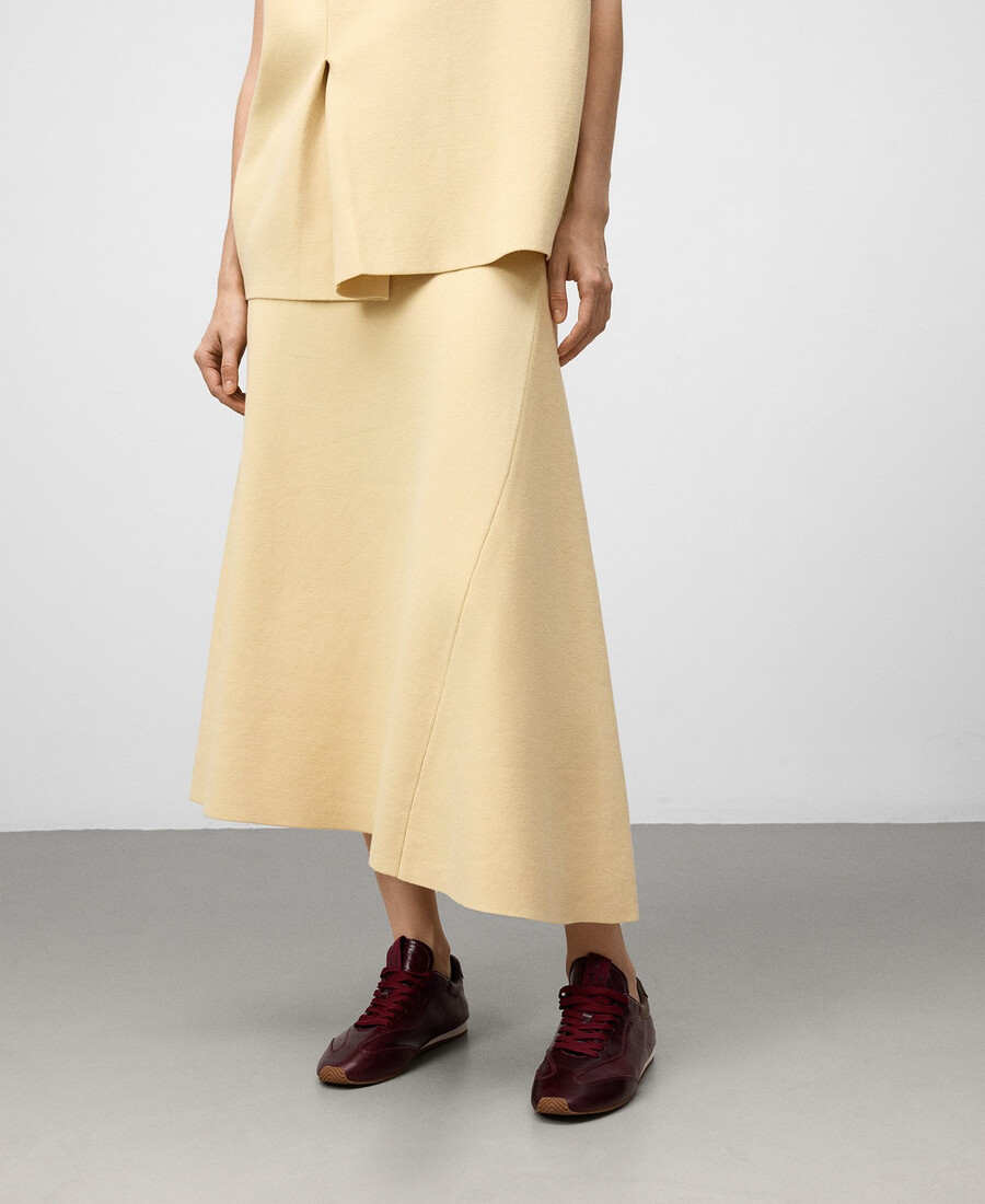 gonna in maglia con godet laterale donna