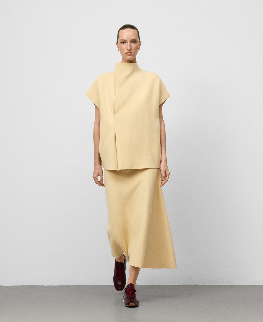 gonna in maglia con godet laterale donna