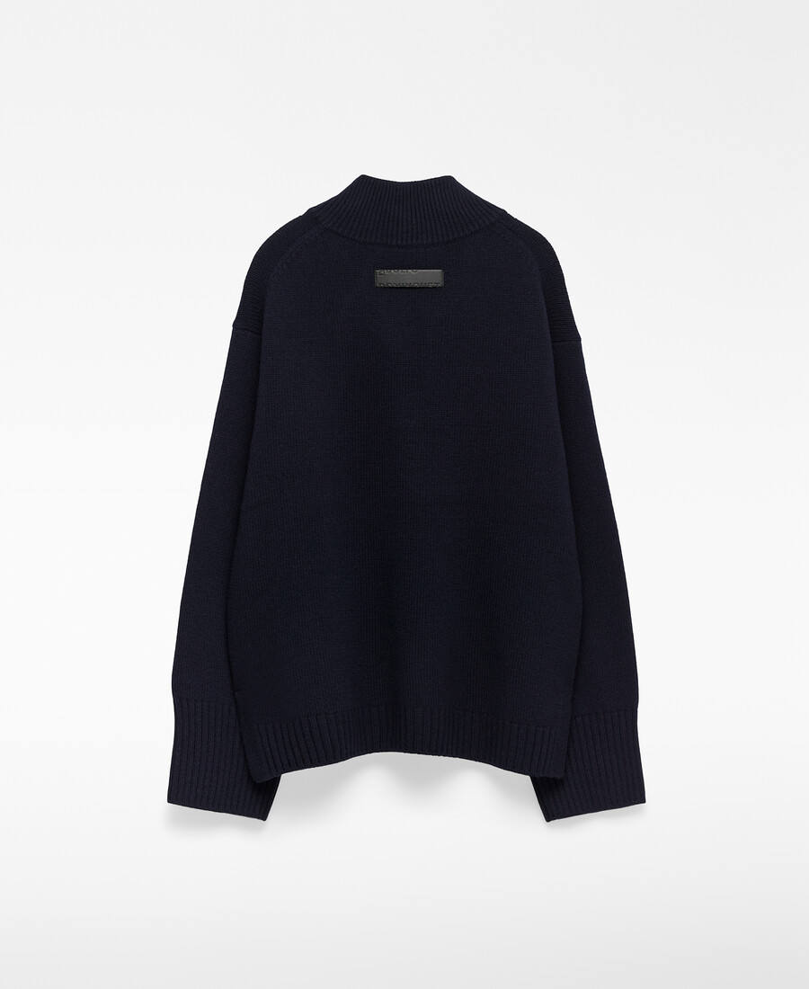 maglione da donna in lana merino con collo a imbuto