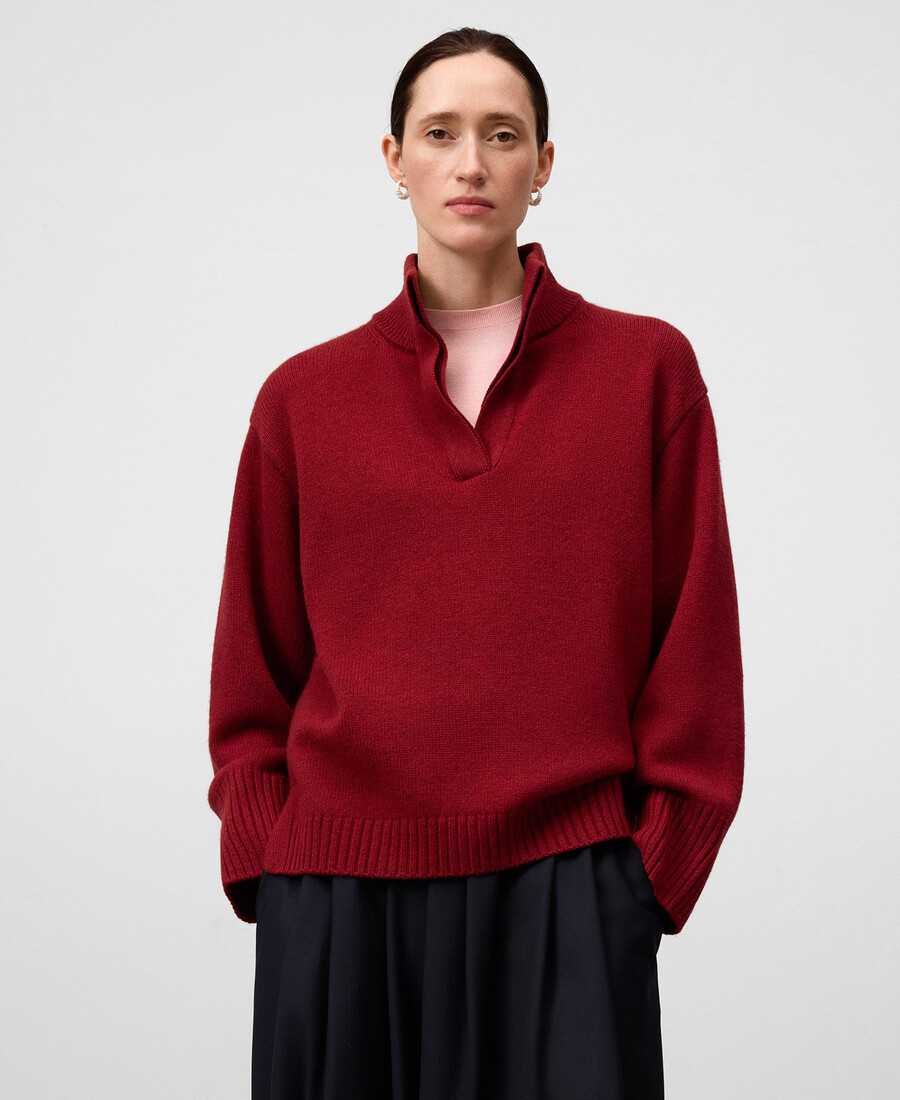 maglione da donna in lana merino con collo a imbuto