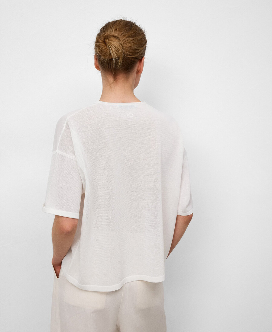 maglione a maniche corte in maglia fine da donna