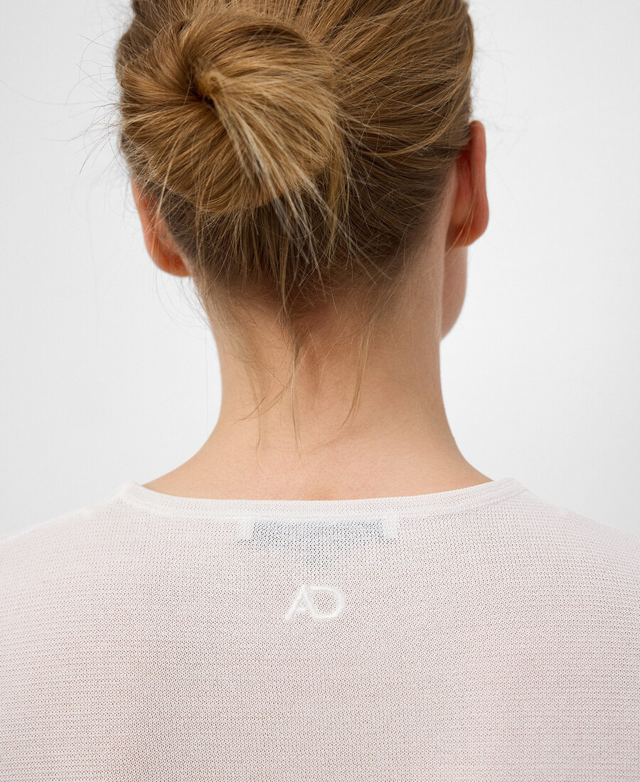 maglione a maniche corte in maglia fine da donna