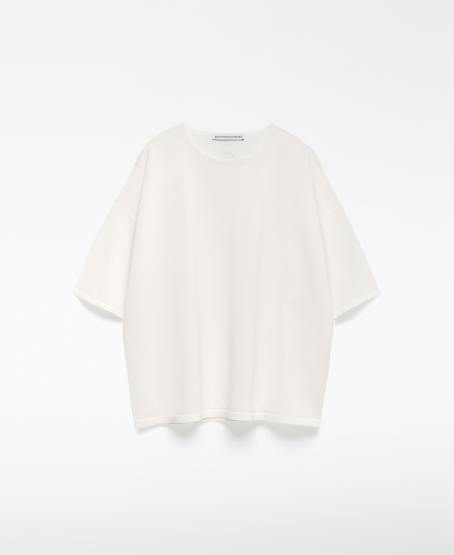 maglione a maniche corte in maglia fine da donna