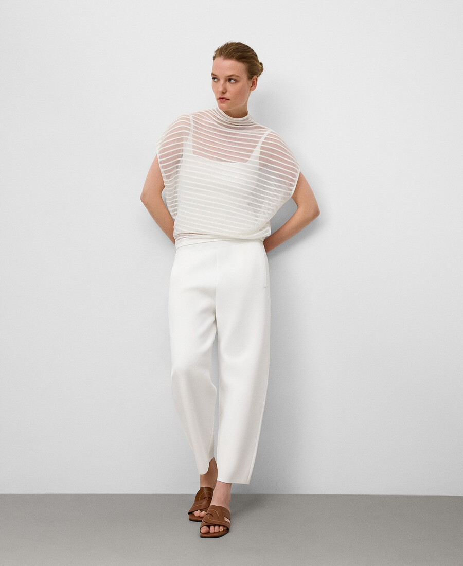 maglione a righe trasparenti da donna