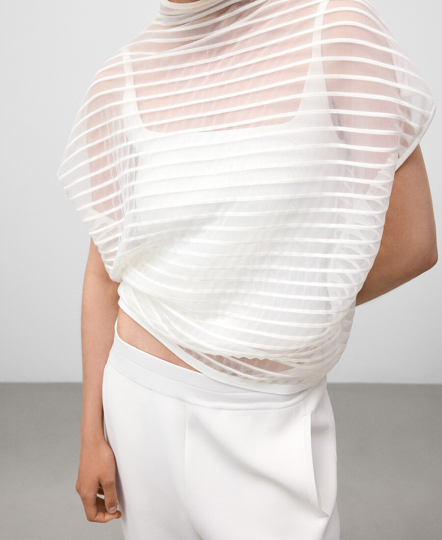 maglione a righe trasparenti da donna