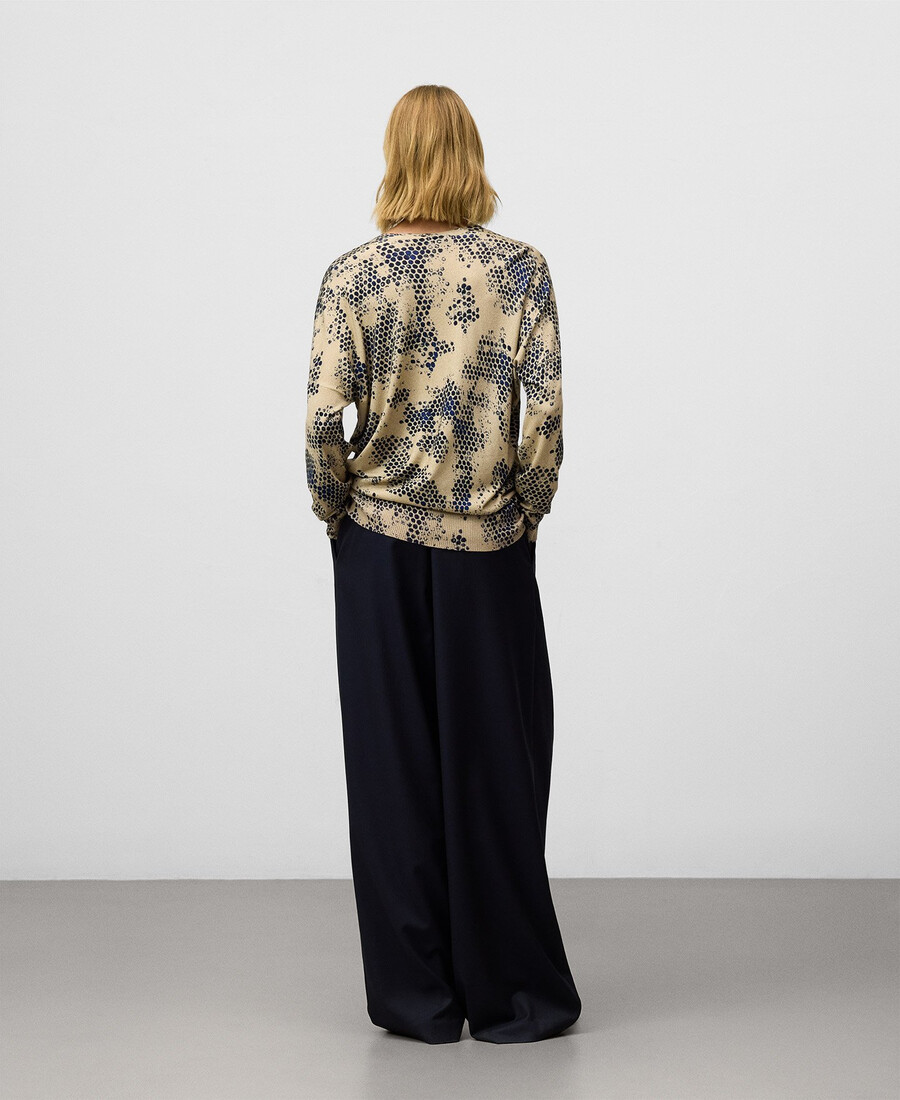 maglione stampato scollo a v da donna