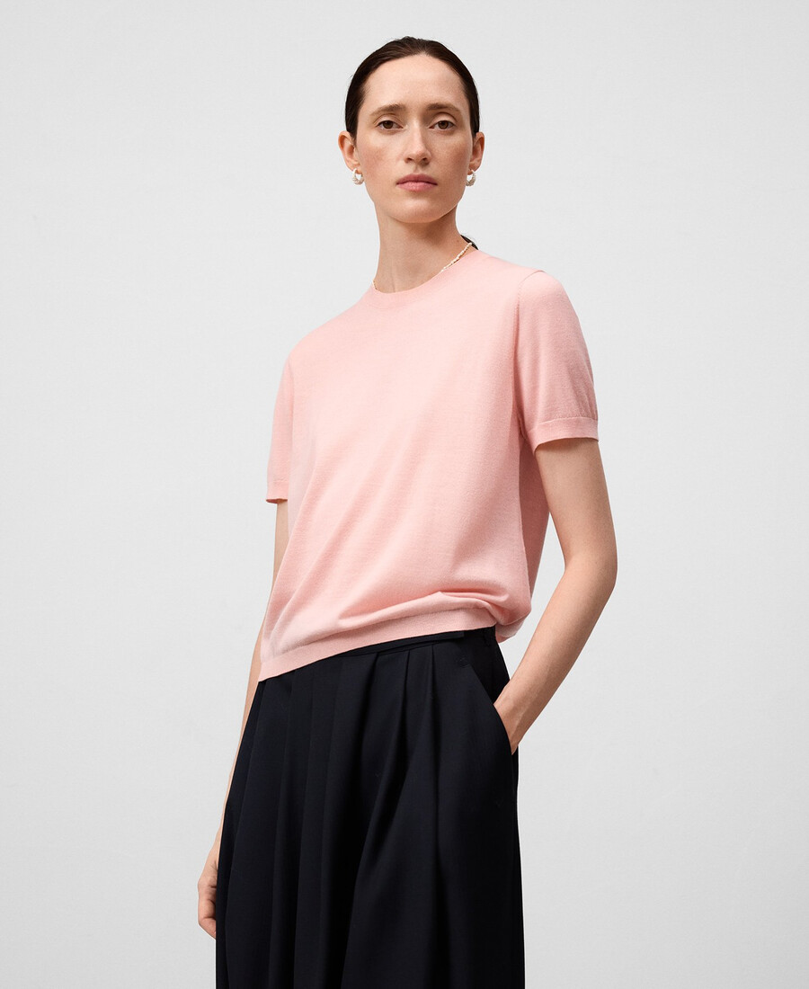 maglione donna manica corta in lana merino