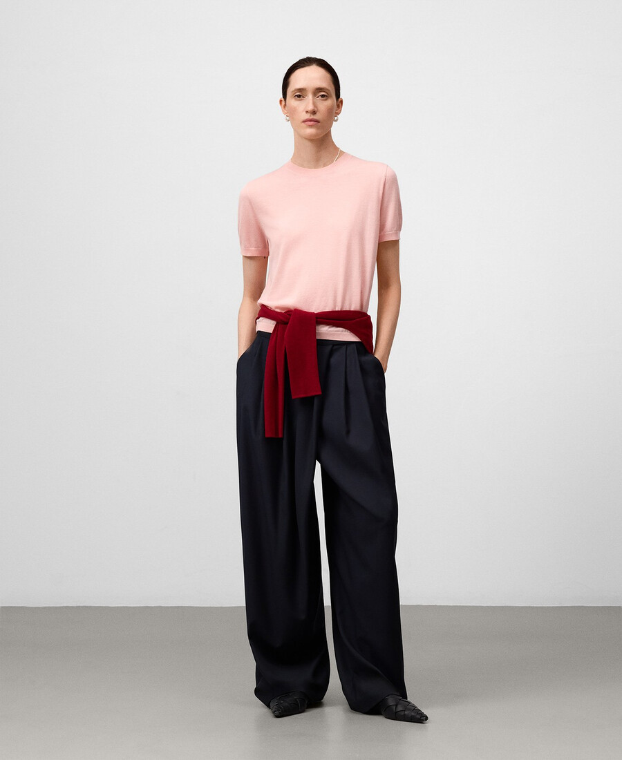 maglione donna manica corta in lana merino
