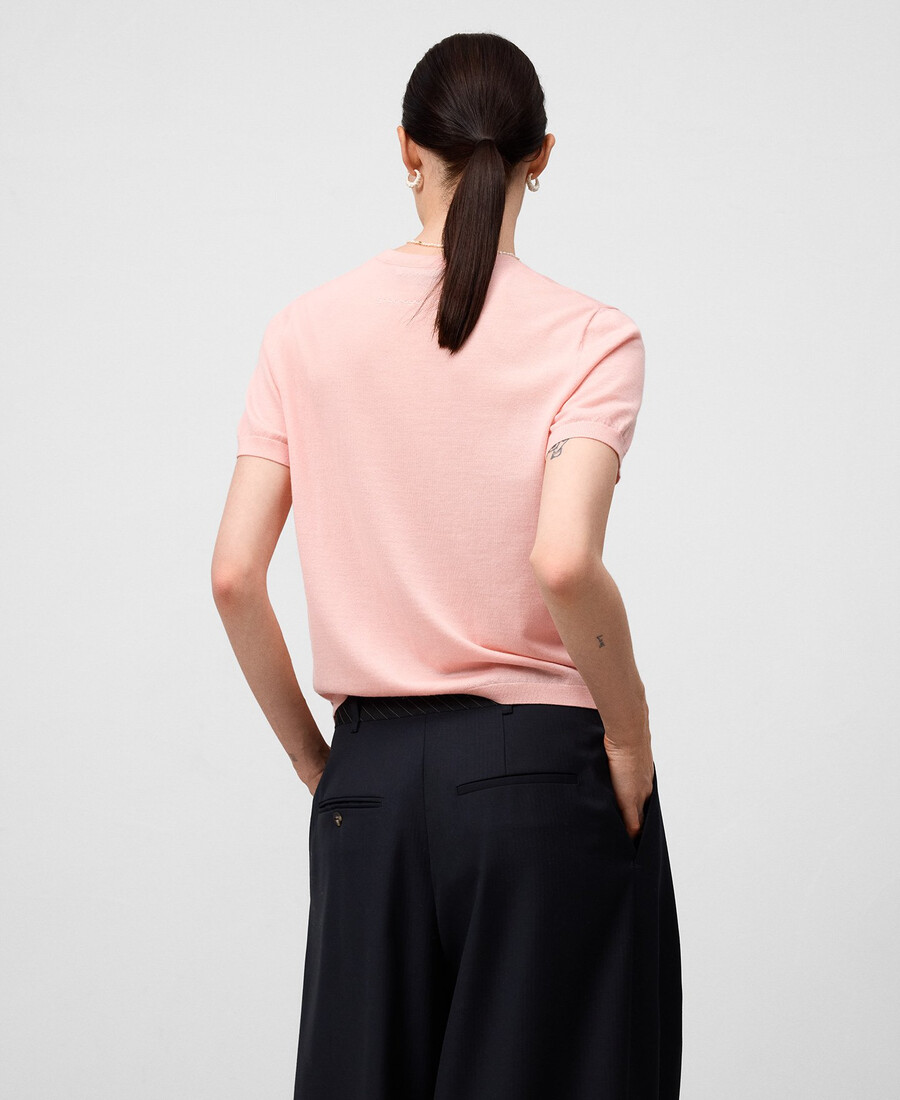 maglione donna manica corta in lana merino