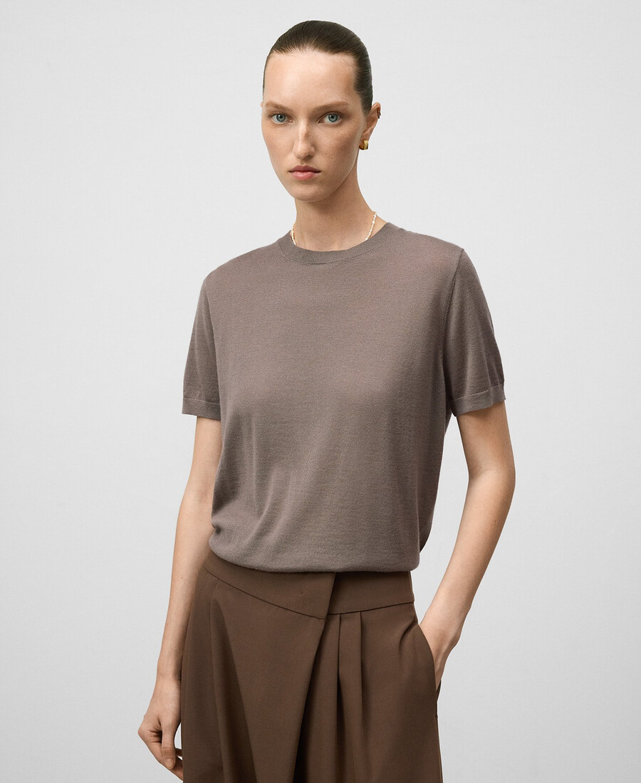 maglione donna manica corta in lana merino