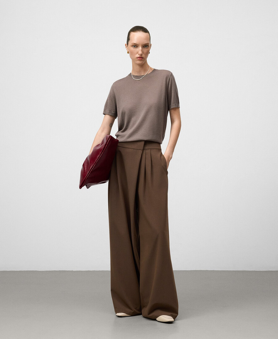 maglione donna manica corta in lana merino