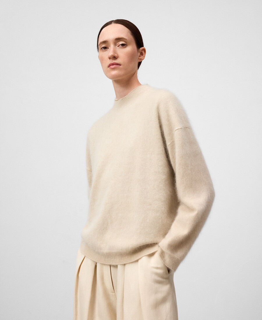 maglione in cashmere con collo perkins da donna