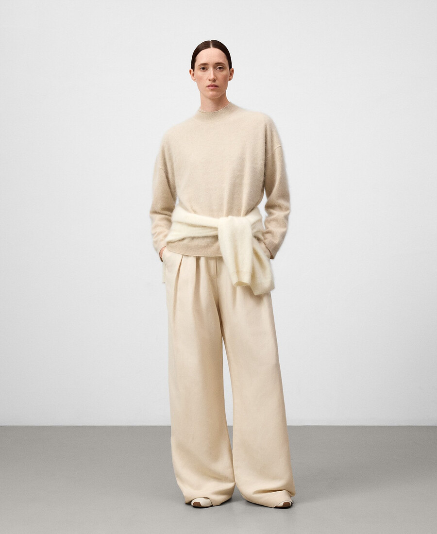 maglione in cashmere con collo perkins da donna