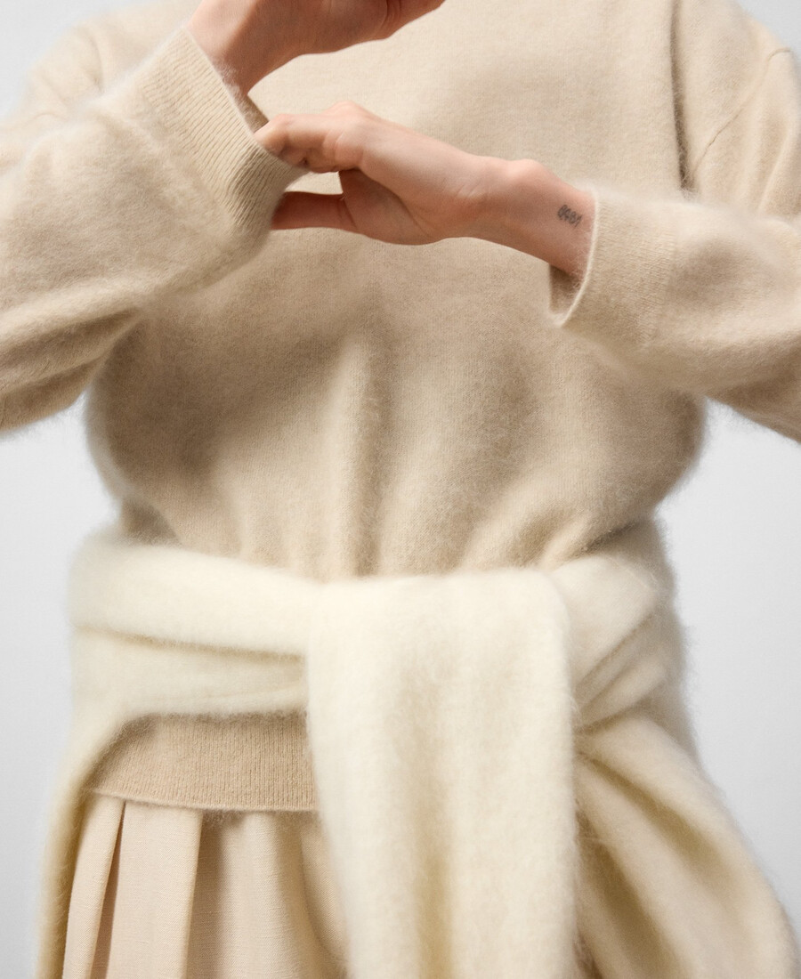 maglione in cashmere con collo perkins da donna