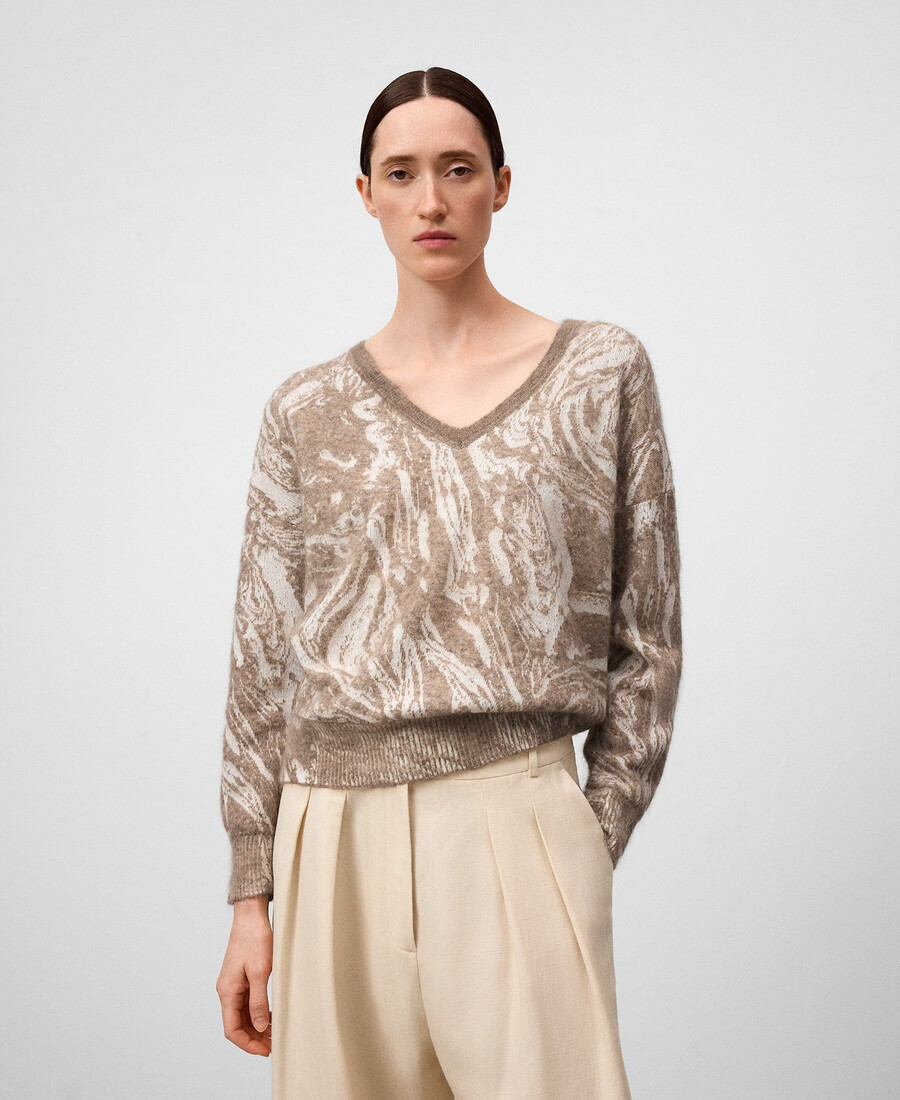 maglione donna stampato in maglia jacquard
