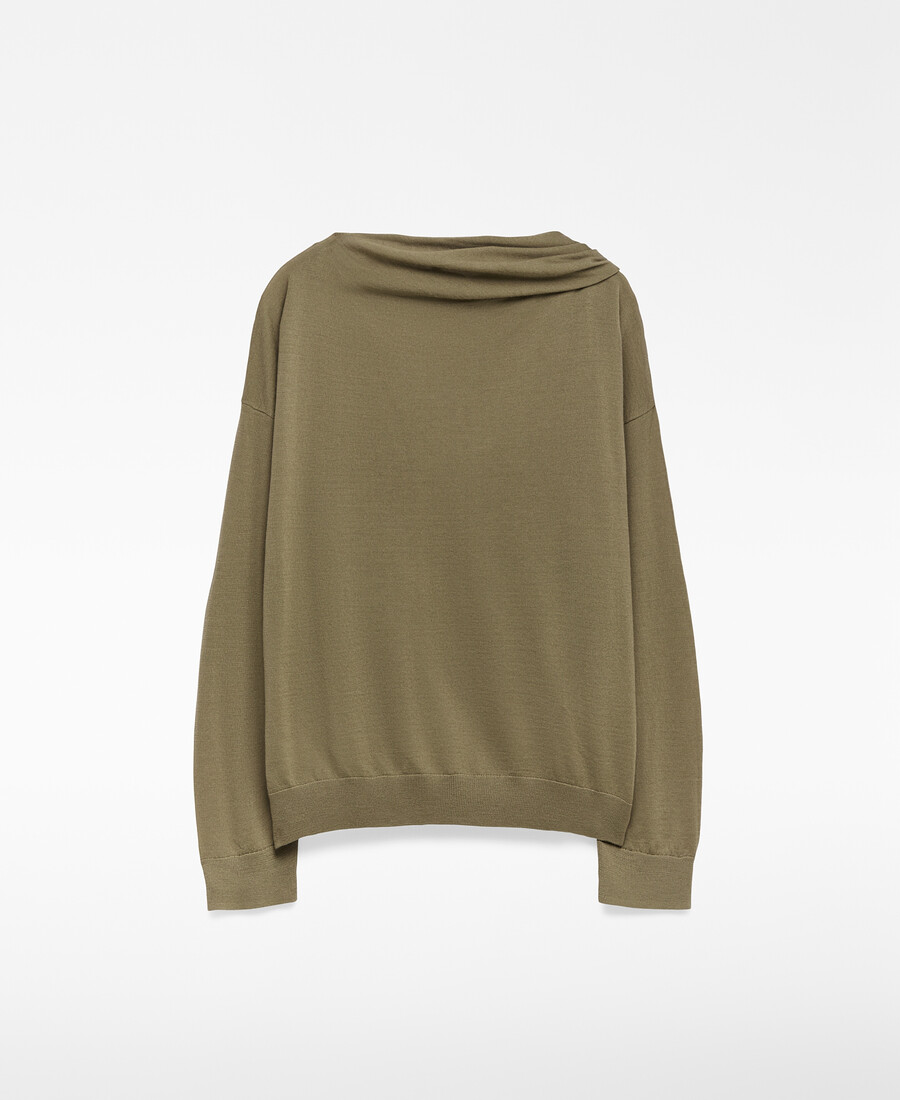 maglione collo sciarpa in lana merino donna