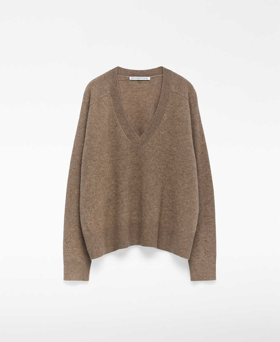 maglione donna in cashmere con scollo a v