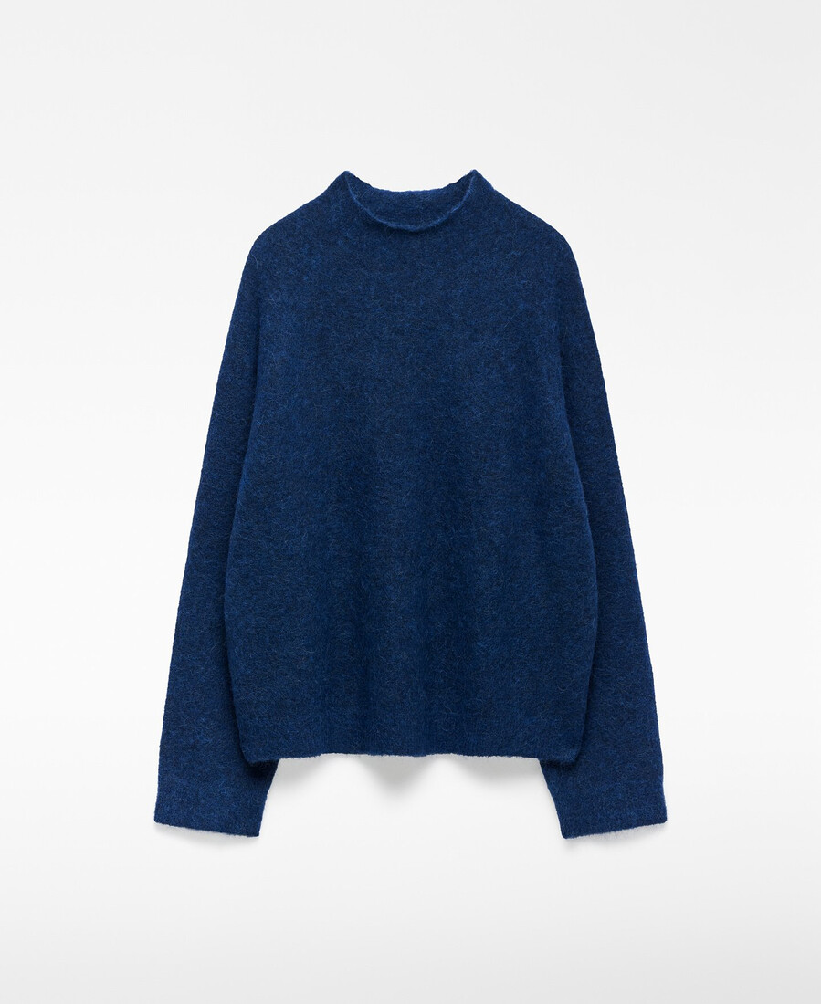maglione da donna in maglia con collo a imbuto