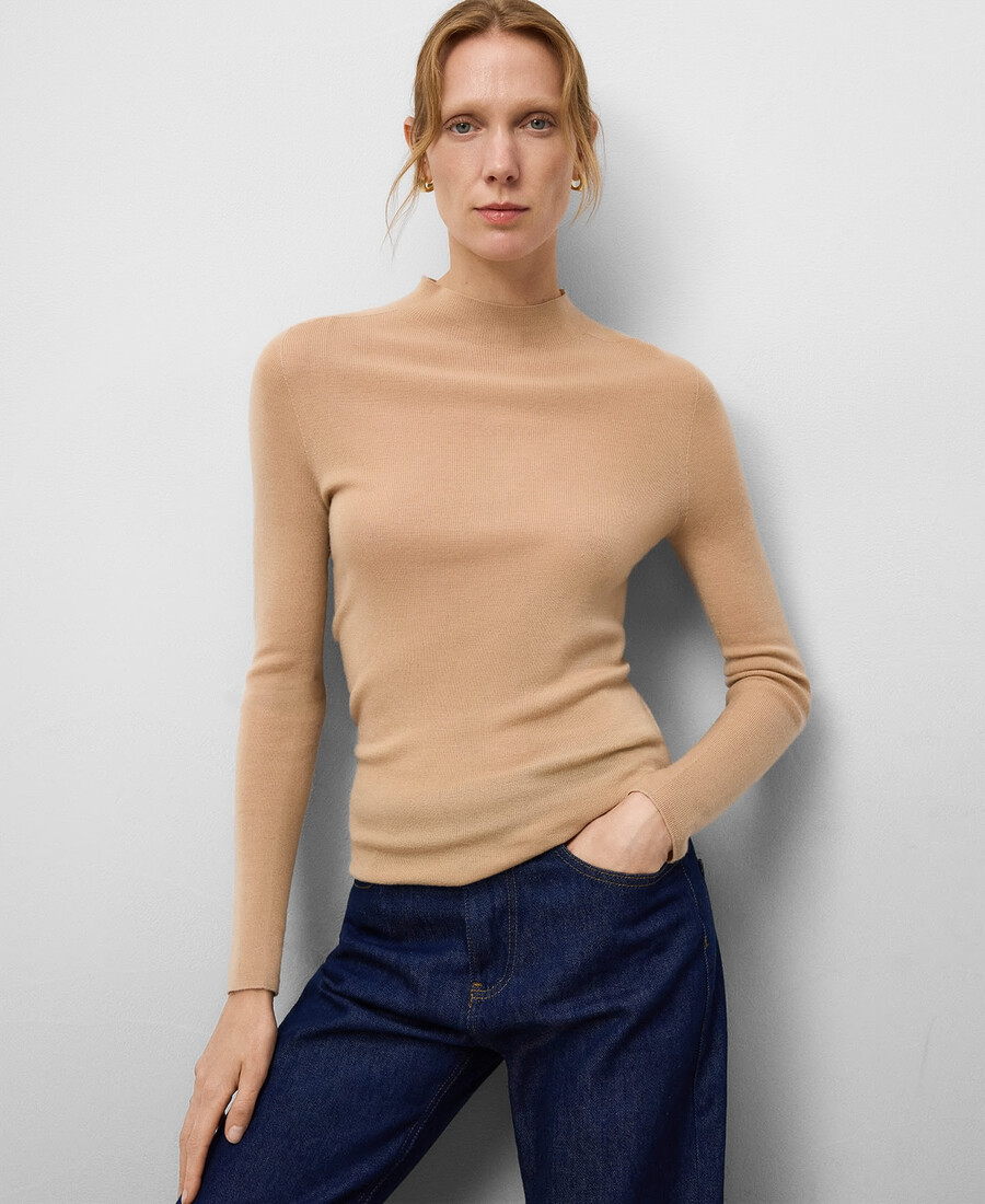 maglione aderente in lana merino da donna