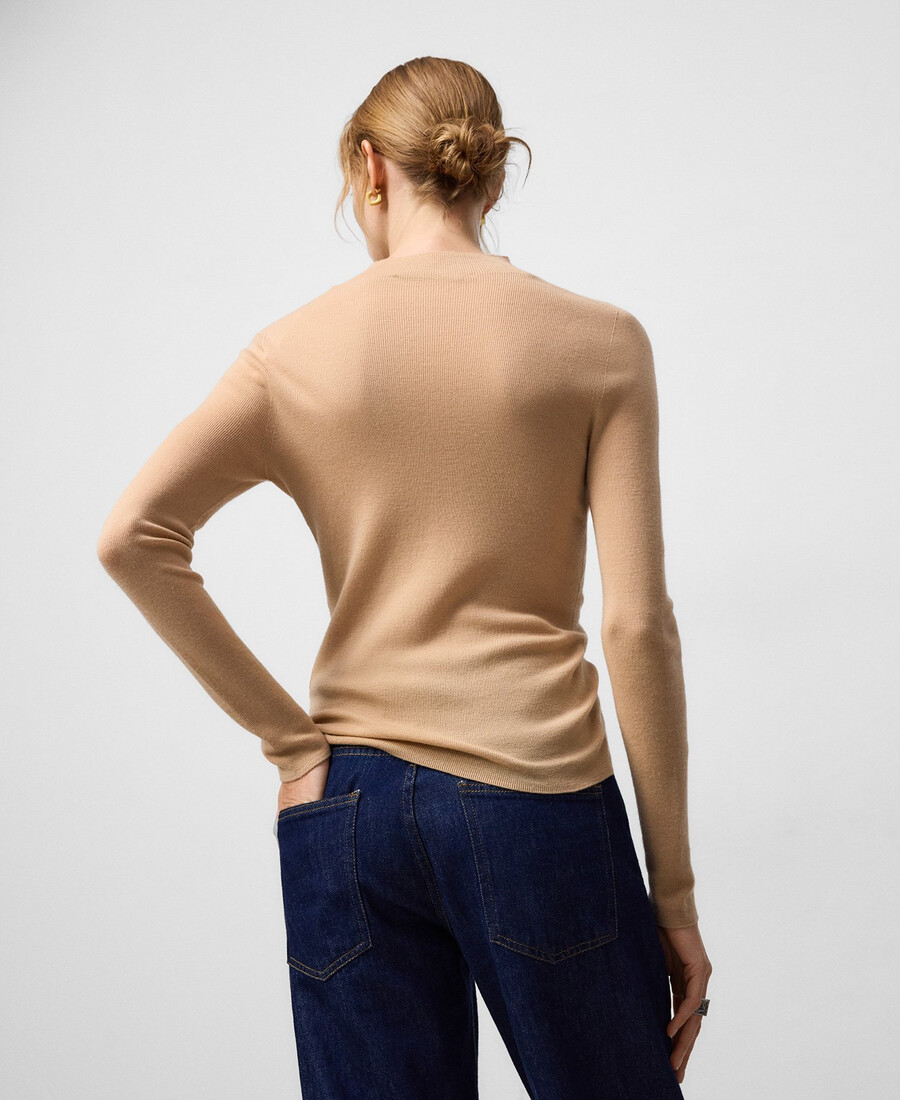 maglione aderente in lana merino da donna