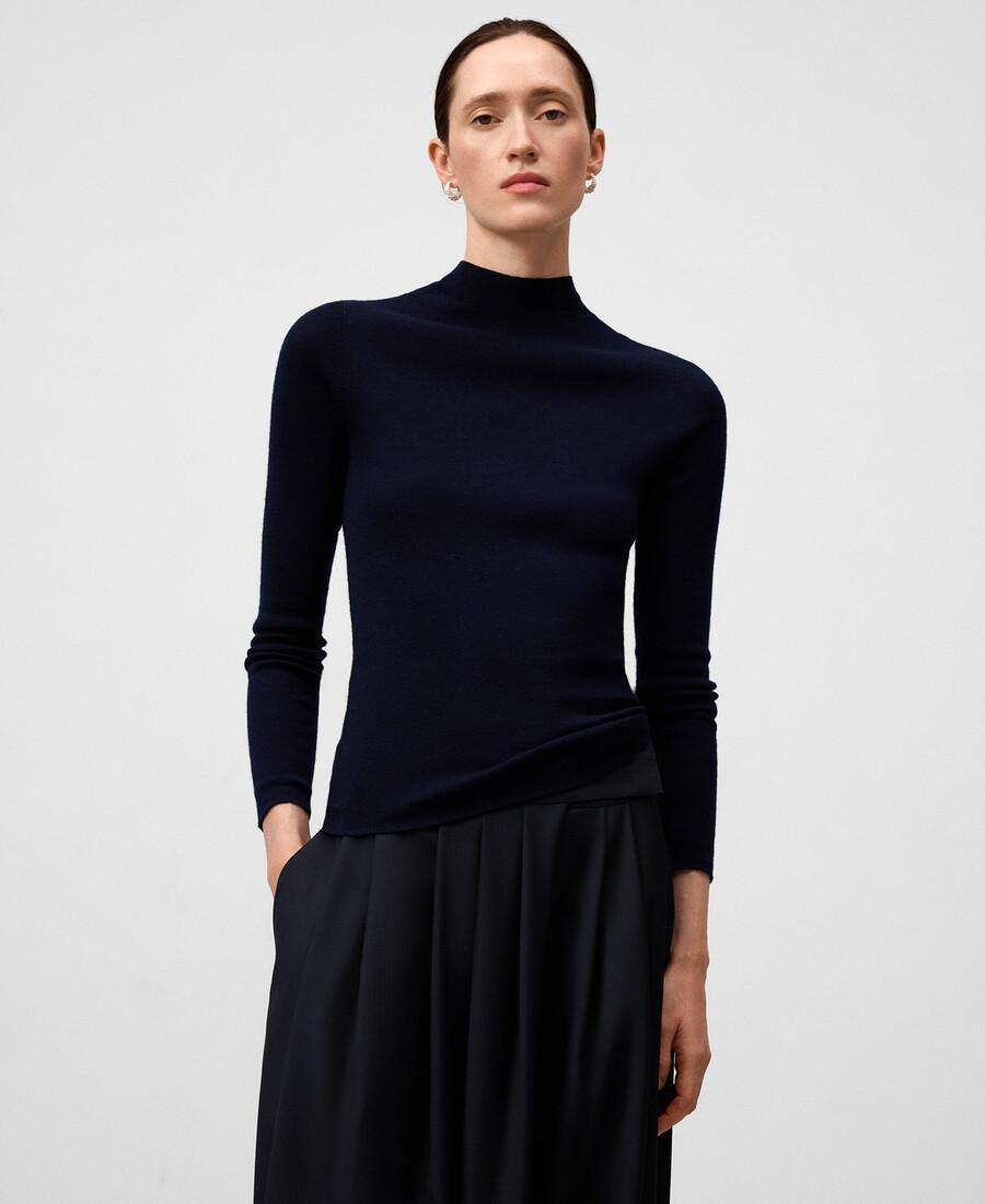 maglione aderente in lana merino da donna
