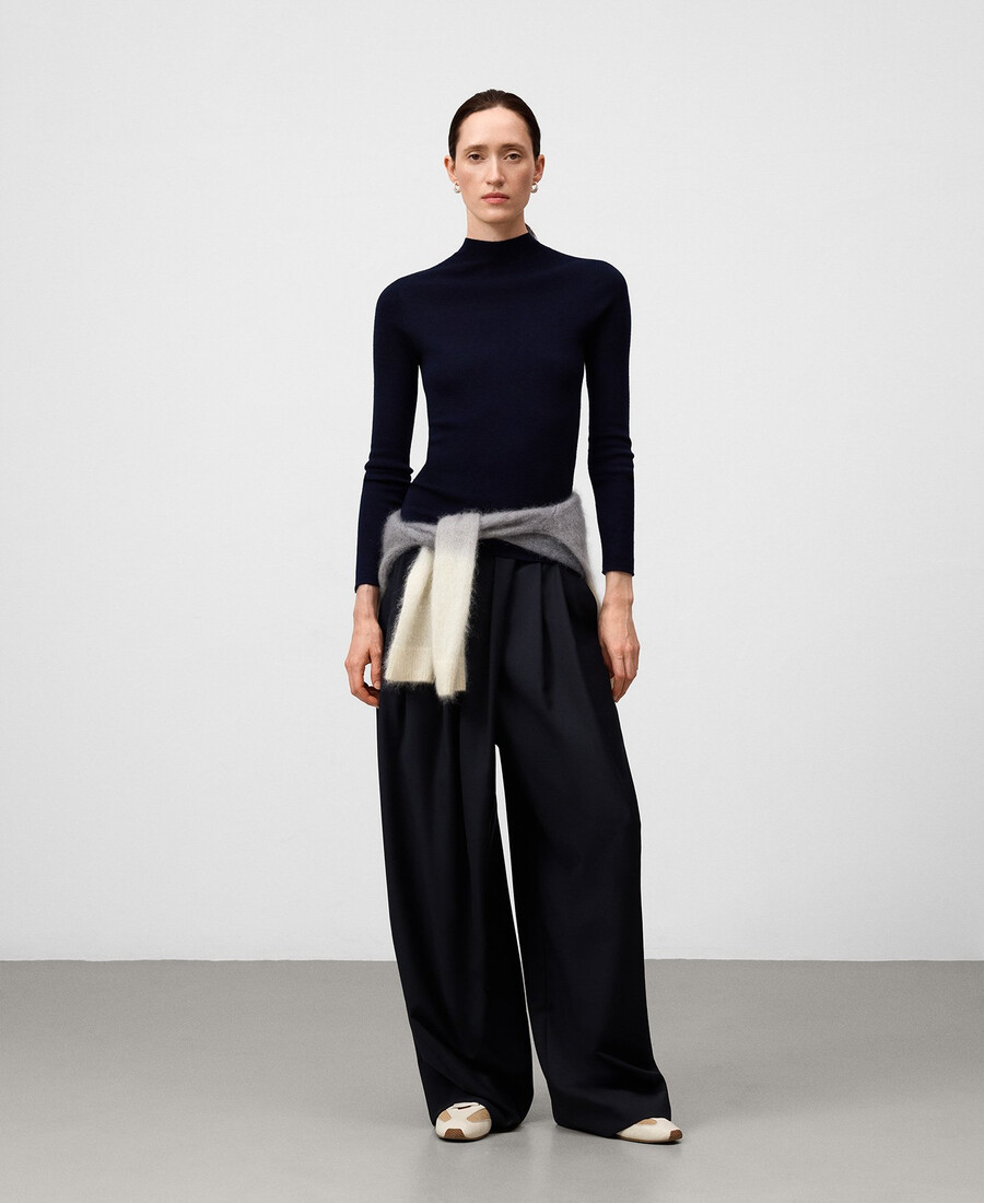 maglione aderente in lana merino da donna