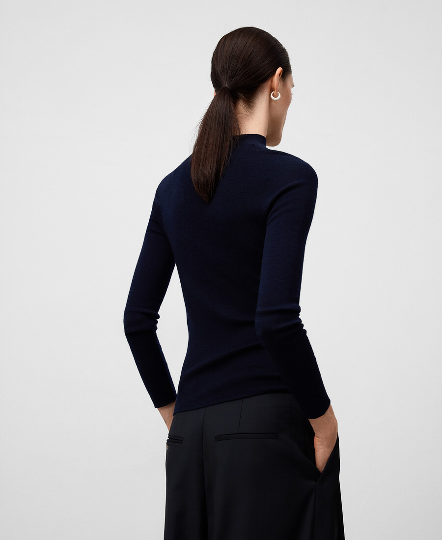 maglione aderente in lana merino da donna