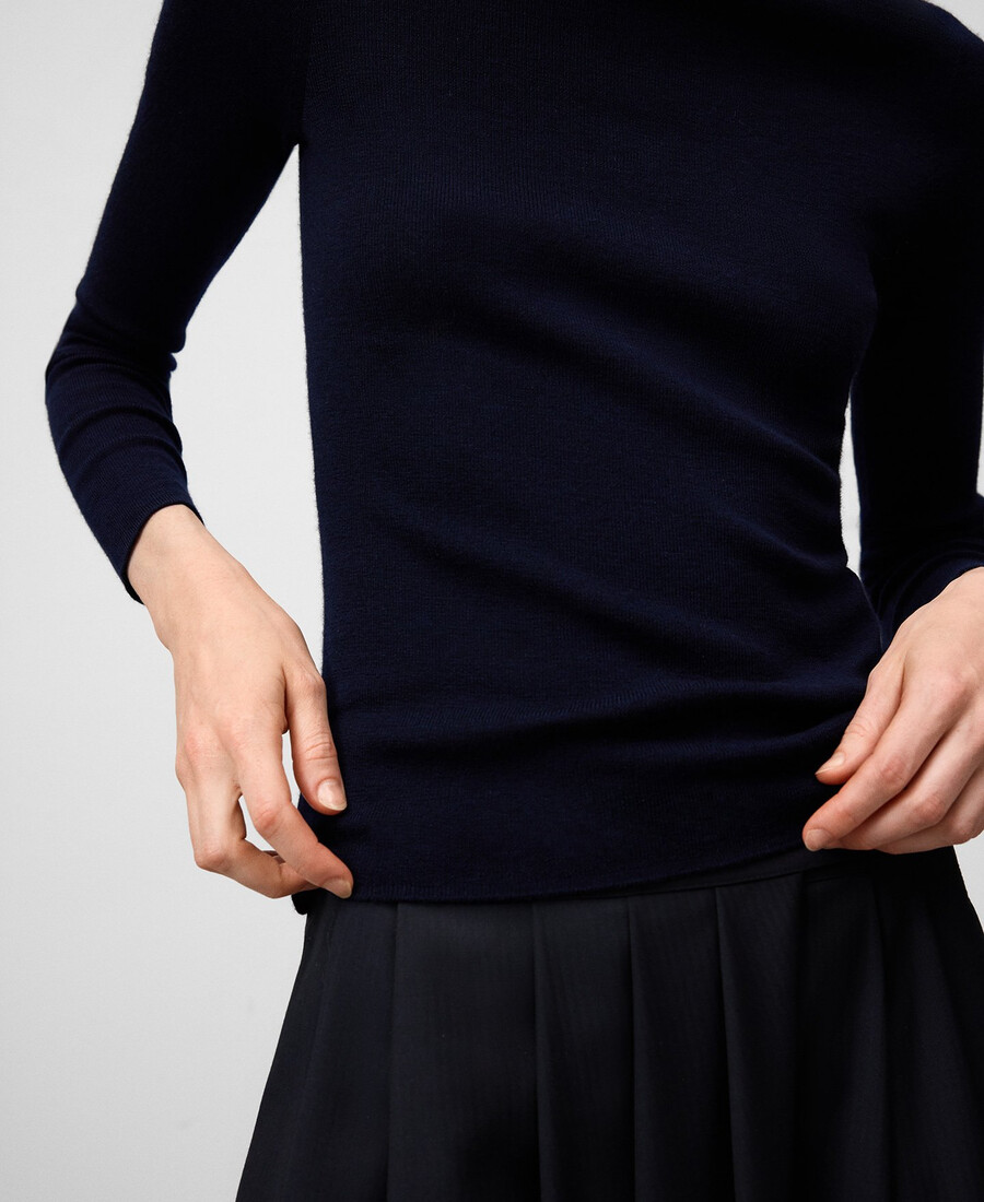 maglione aderente in lana merino da donna