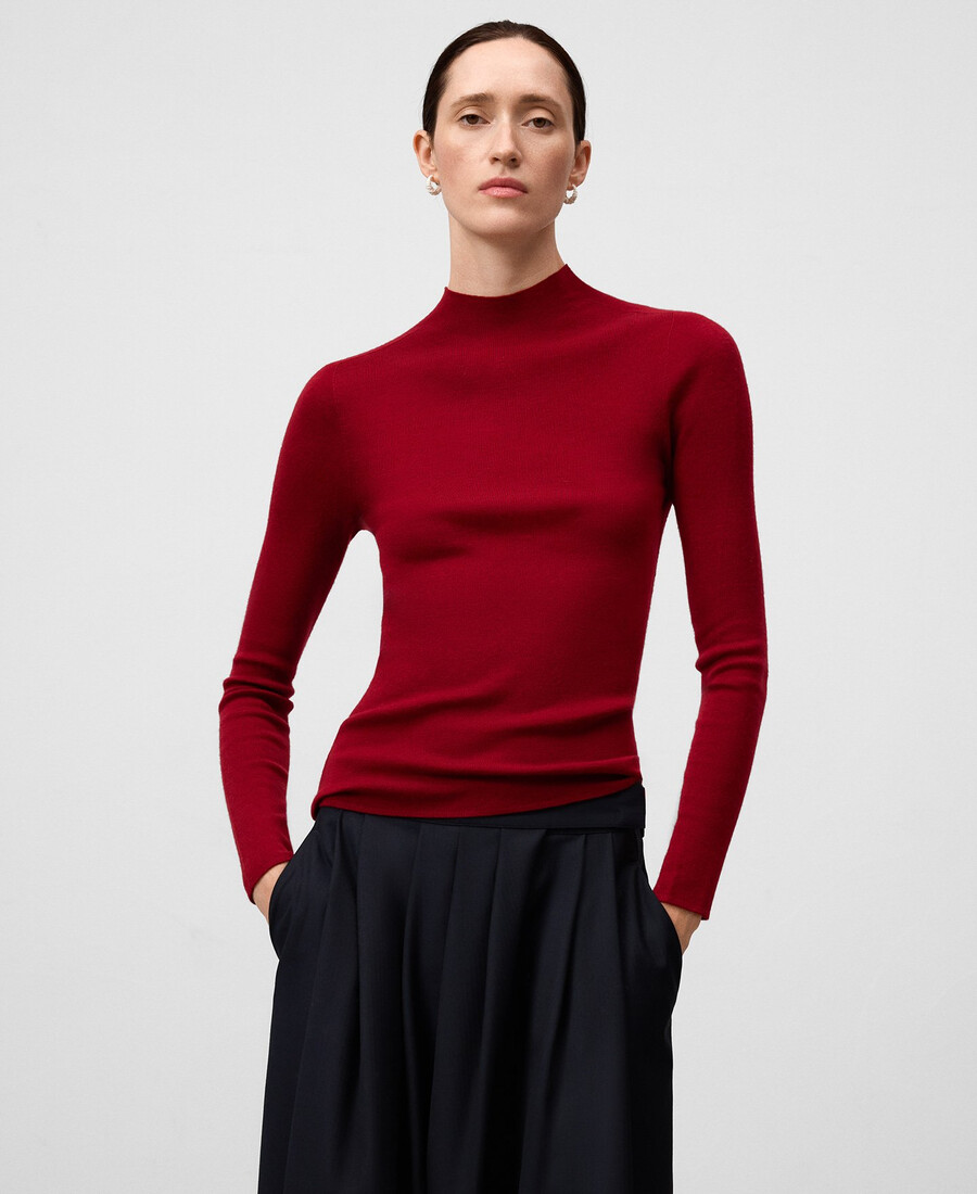 maglione aderente in lana merino da donna